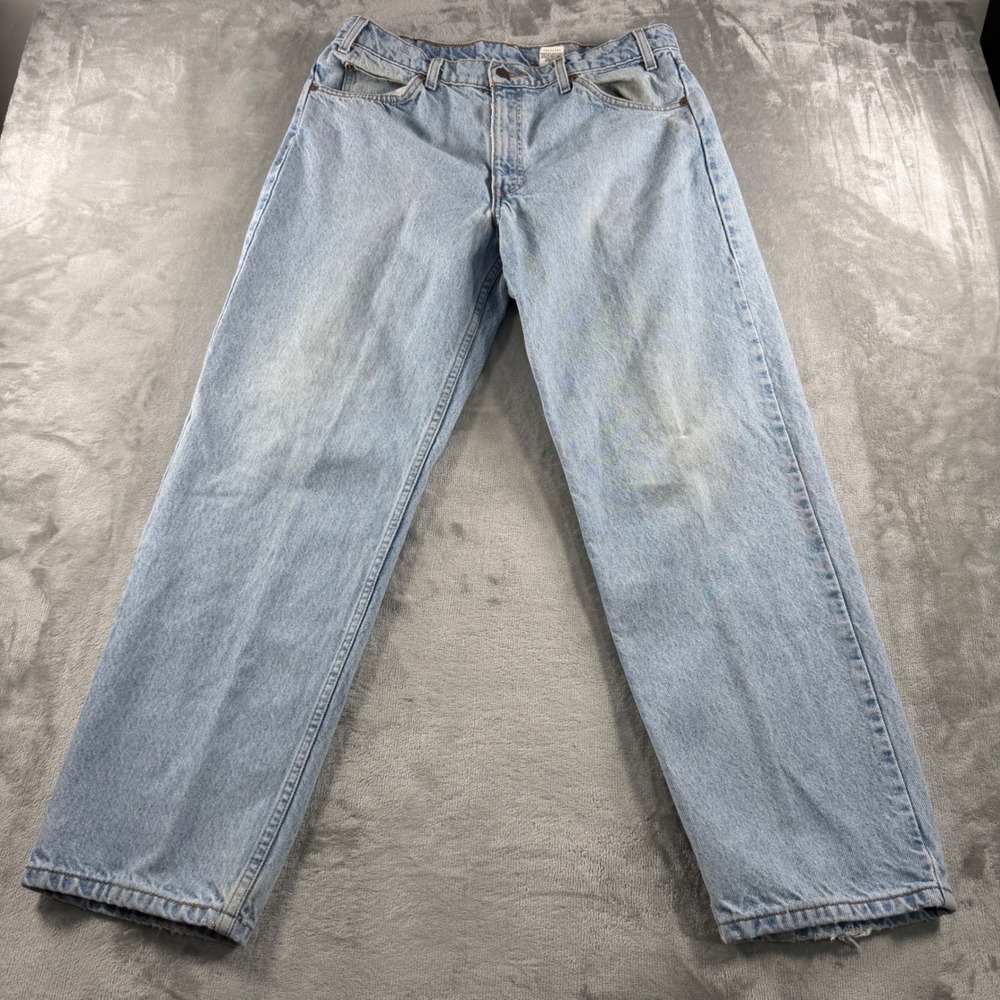 Vintage Levi's 550 Relaxed Fit Orange Tab Light Wash Jeans 36x30 distressed